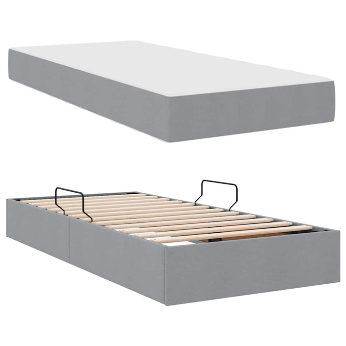 Pat cu saltea și spațiu de depozitare Gri deschis 100 x 200 cm - WALTI WALTI