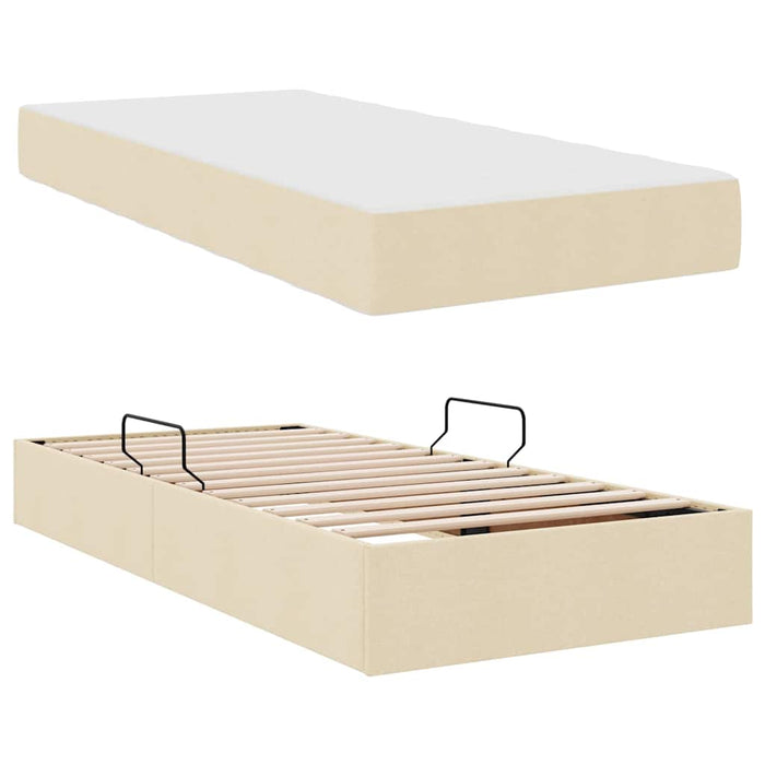 Pat cu saltea și spațiu de depozitare Crem 100 x 200 cm - WALTI WALTI