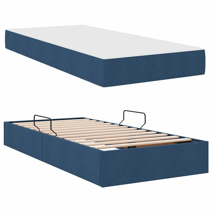Pat cu saltea și spațiu de depozitare albastru 100 x 200 cm - WALTI WALTI