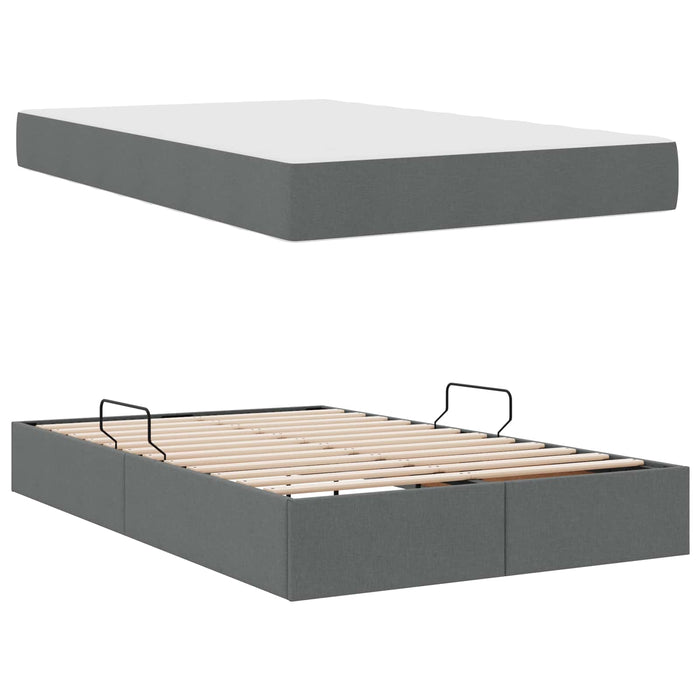 Pat cu saltea și spațiu de depozitare Gri închis 120 x 190 cm - WALTI WALTI