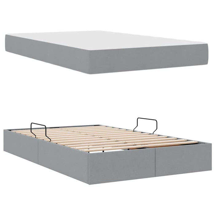 Pat cu saltea și spațiu de depozitare Gri deschis 120 x 200 cm - WALTI WALTI