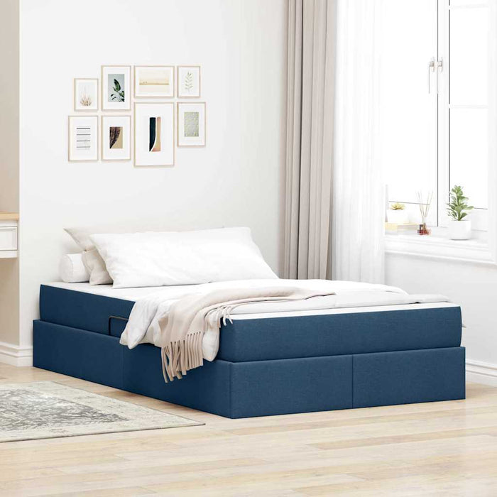 Pat cu saltea și spațiu de depozitare albastru 120 x 200 cm - WALTI WALTI