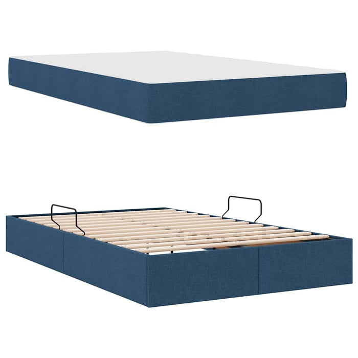 Pat cu saltea și spațiu de depozitare albastru 120 x 200 cm - WALTI WALTI