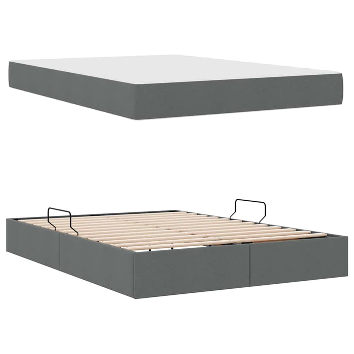 Pat cu saltea și spațiu de depozitare Gri închis 140 x 200 cm - WALTI WALTI