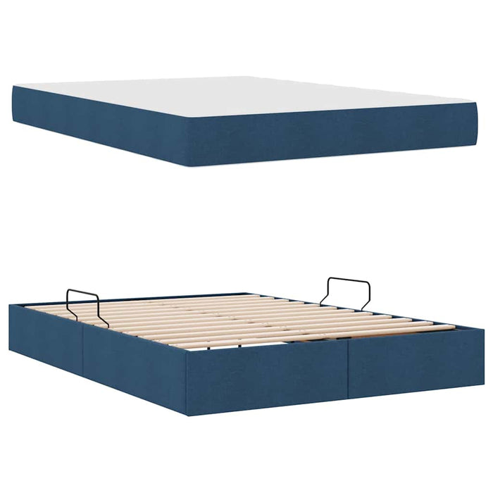 Pat cu saltea și spațiu de depozitare albastru 140 x 200 cm - WALTI WALTI