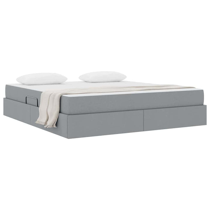 Pat cu saltea și spațiu de depozitare Gri deschis 160 x 200 cm - WALTI WALTI