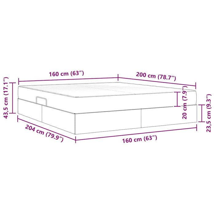Pat cu saltea și spațiu de depozitare Gri deschis 160 x 200 cm - WALTI WALTI