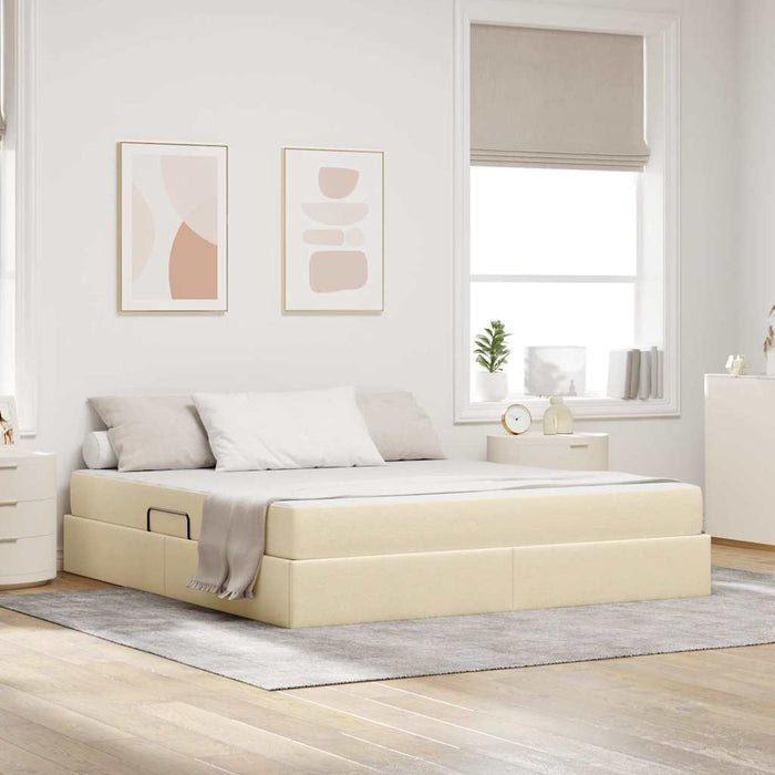 Pat cu saltea și spațiu de depozitare Crem 180 x 200 cm - WALTI WALTI