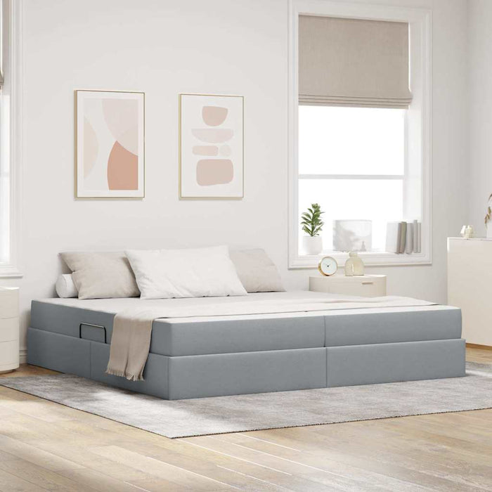Pat cu saltea și spațiu de depozitare Gri deschis 200 x 200 cm - WALTI WALTI
