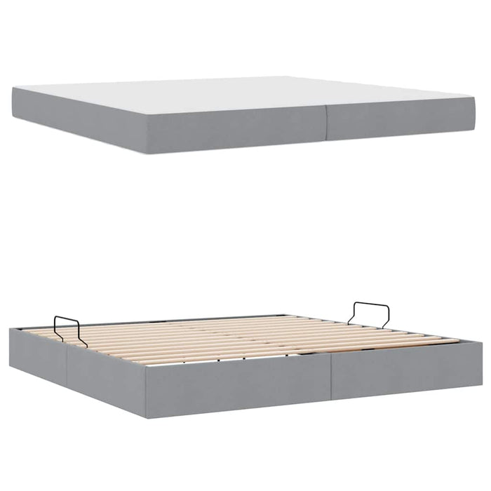 Pat cu saltea și spațiu de depozitare Gri deschis 200 x 200 cm - WALTI WALTI