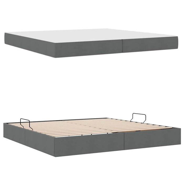 Pat cu saltea și spațiu de depozitare Gri închis 200 x 200 cm - WALTI WALTI