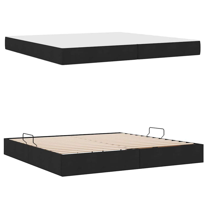 Pat cu saltea și spațiu de depozitare Negru 200 x 200 cm - WALTI WALTI