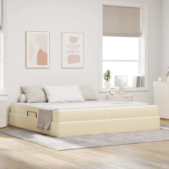 Pat cu saltea și spațiu de depozitare Crem 200 x 200 cm - WALTI WALTI