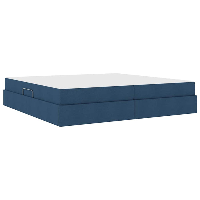 Pat cu saltea și spațiu de depozitare albastru 200 x 200 cm - WALTI WALTI