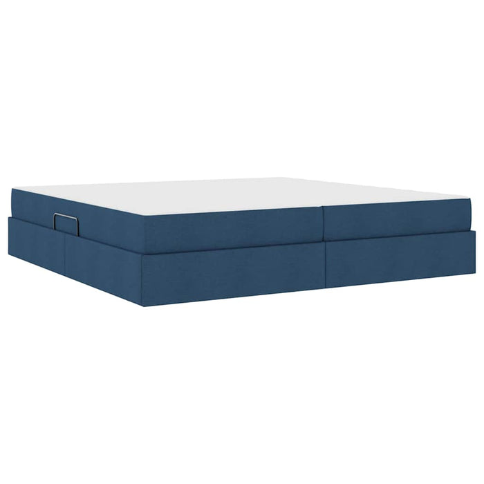 Pat cu saltea și spațiu de depozitare albastru 200 x 200 cm - WALTI WALTI
