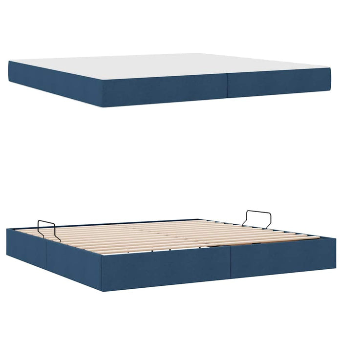 Pat cu saltea și spațiu de depozitare albastru 200 x 200 cm - WALTI WALTI