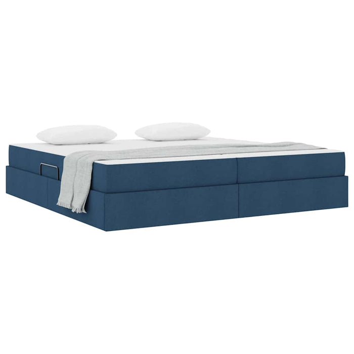 Pat cu saltea și spațiu de depozitare albastru 200 x 200 cm - WALTI WALTI
