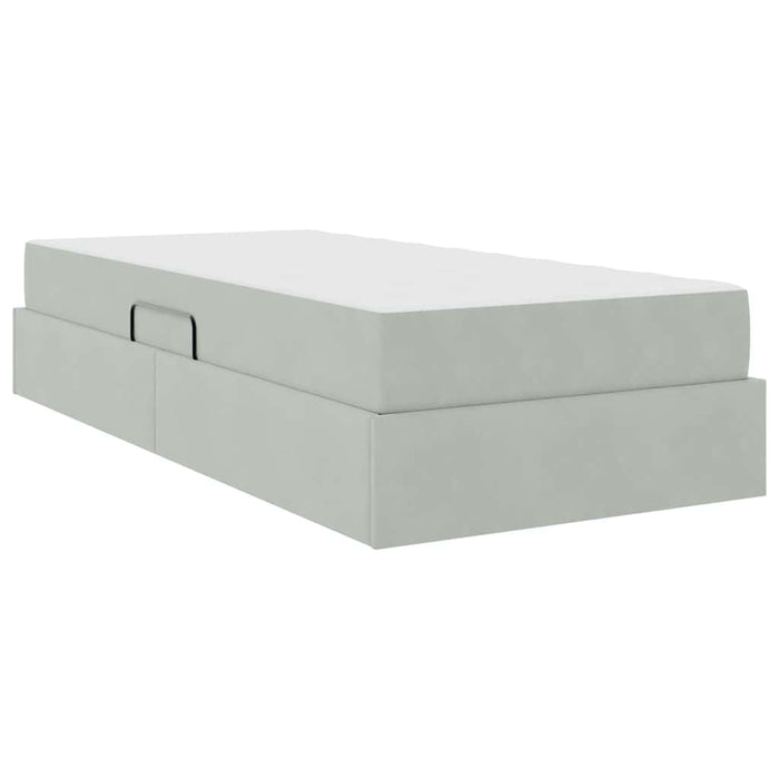 Pat cu saltea și spațiu de depozitare Gri deschis 90 x 190 cm - WALTI WALTI