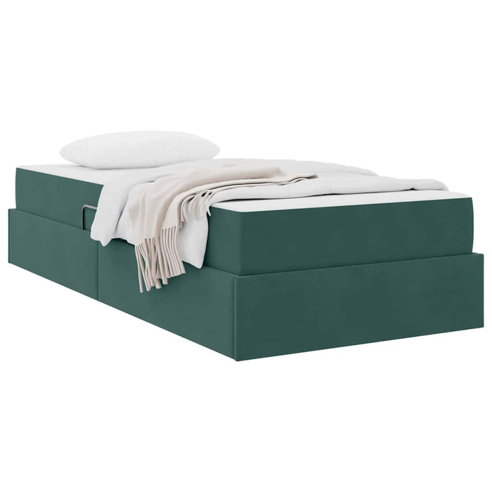 Pat cu saltea și spațiu de depozitare Verde închis 90 x 190 cm - WALTI WALTI