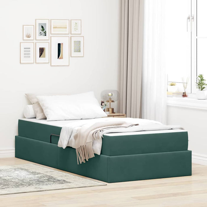 Pat cu saltea și spațiu de depozitare Verde închis 90 x 200 cm - WALTI WALTI