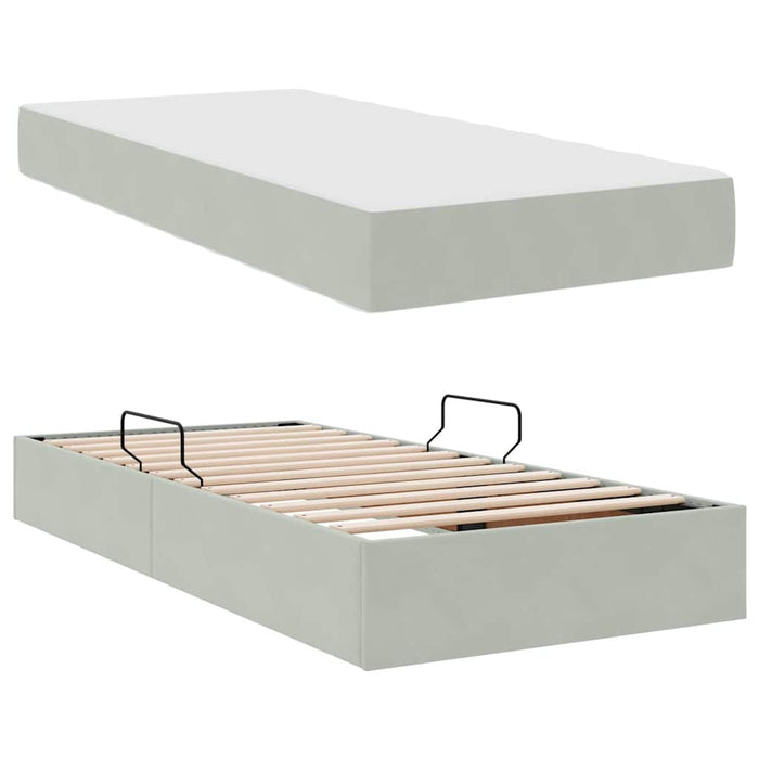 Pat cu saltea și spațiu de depozitare Gri deschis 100 x 200 cm - WALTI WALTI