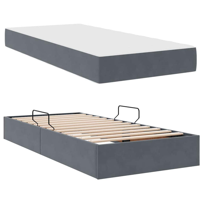 Pat cu saltea și spațiu de depozitare Gri închis 100 x 200 cm - WALTI WALTI