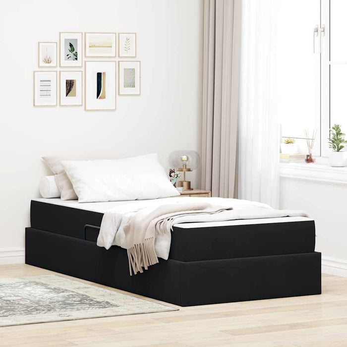 Pat cu saltea și spațiu de depozitare Negru 100 x 200 cm - WALTI WALTI