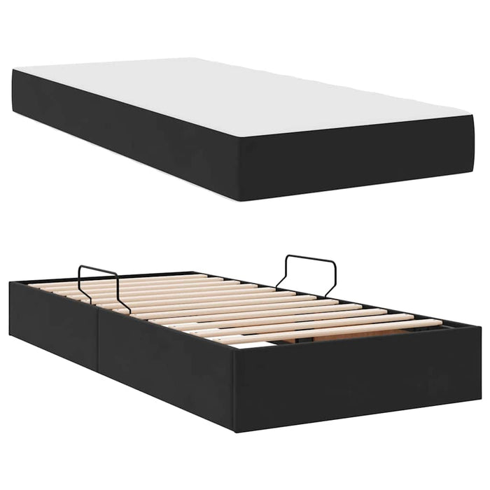 Pat cu saltea și spațiu de depozitare Negru 100 x 200 cm - WALTI WALTI