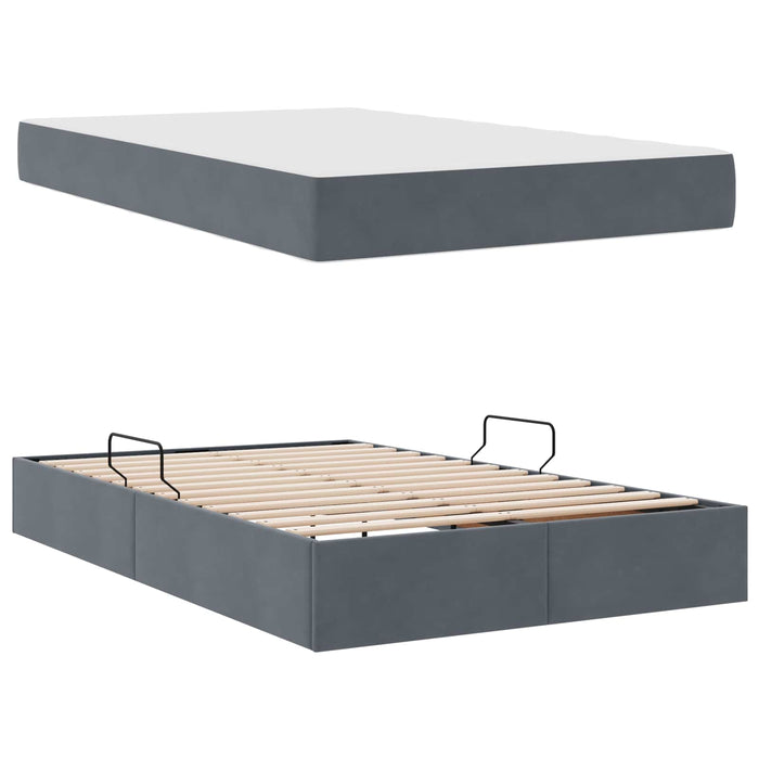 Pat cu saltea și spațiu de depozitare Gri închis 120 x 190 cm - WALTI WALTI