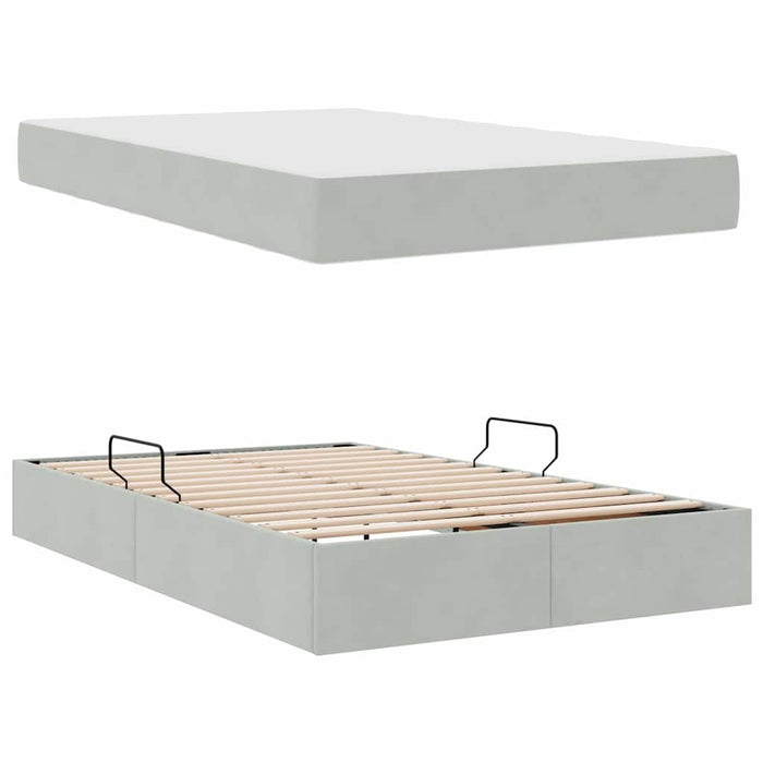 Pat cu saltea și spațiu de depozitare Gri deschis 120 x 200 cm - WALTI WALTI