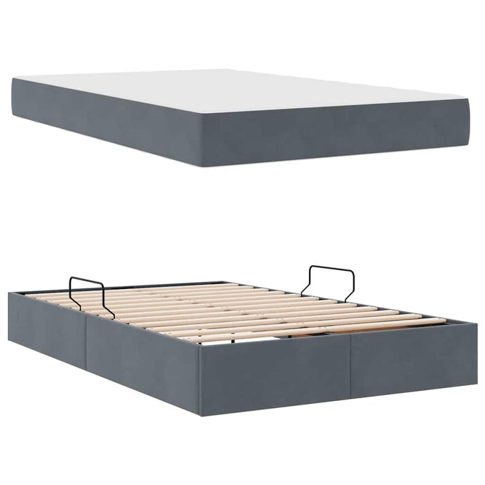 Pat cu saltea și spațiu de depozitare Gri închis 120 x 200 cm - WALTI WALTI