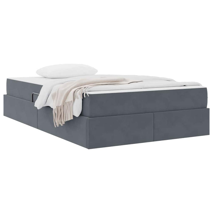 Pat cu saltea și spațiu de depozitare Gri închis 120 x 200 cm - WALTI WALTI