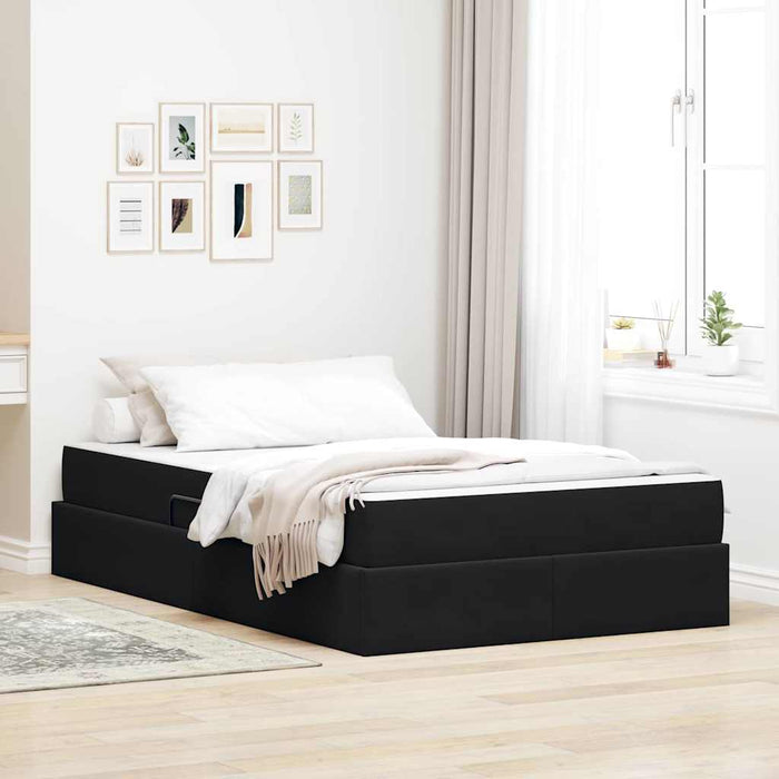 Pat cu saltea și spațiu de depozitare Negru 120 x 200 cm - WALTI WALTI