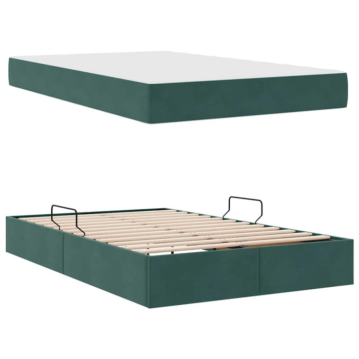 Pat cu saltea și spațiu de depozitare Verde închis 120 x 200 cm - WALTI WALTI