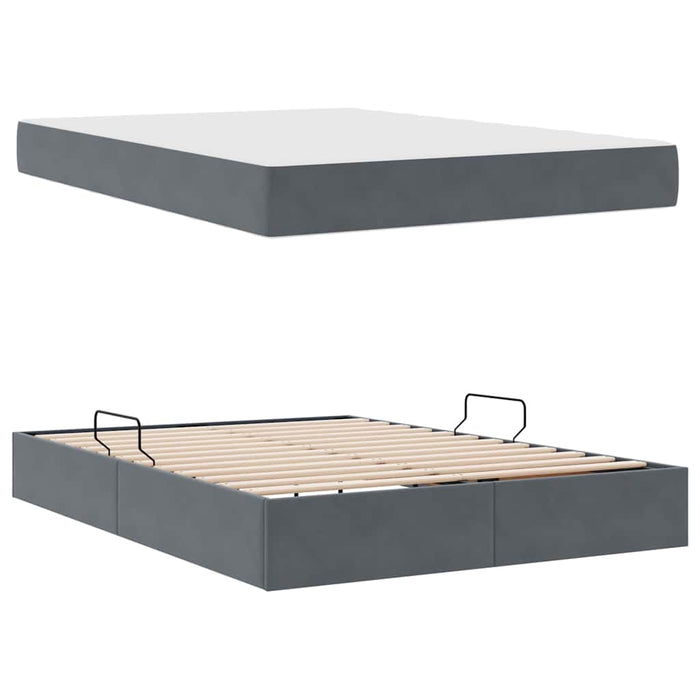 Pat cu saltea și spațiu de depozitare Gri închis 140 x 190 cm - WALTI WALTI