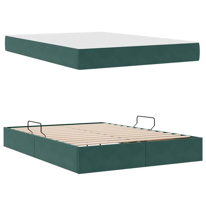 Pat cu saltea și spațiu de depozitare Verde închis 140 x 190 cm - WALTI WALTI