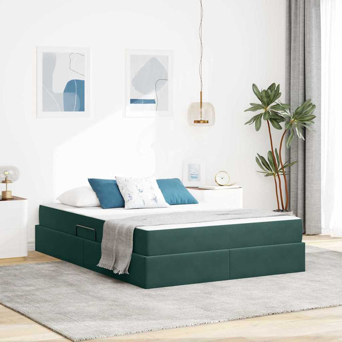 Pat cu saltea și spațiu de depozitare Verde închis 140 x 200 cm - WALTI WALTI