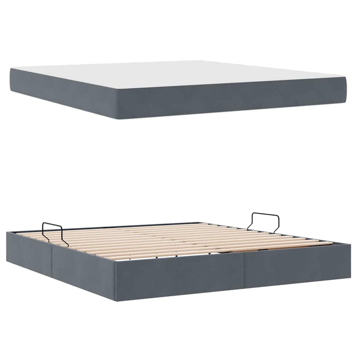 Pat cu saltea și spațiu de depozitare Gri închis 160 x 200 cm - WALTI WALTI