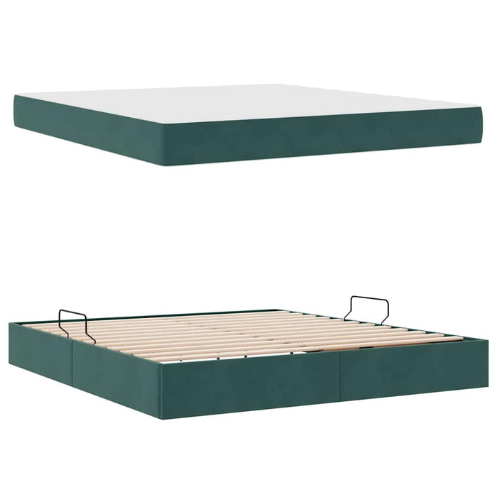 Pat cu saltea și spațiu de depozitare Verde închis 160 x 200 cm - WALTI WALTI