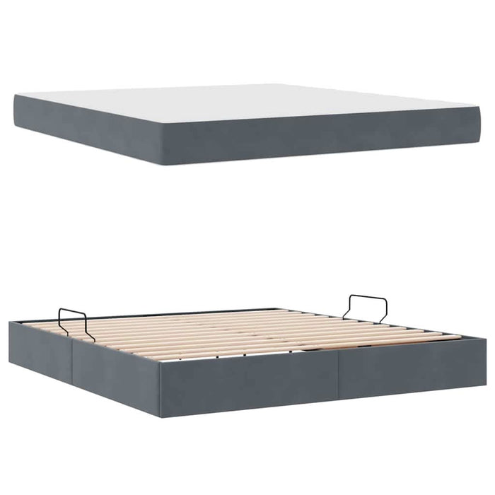 Pat cu saltea și spațiu de depozitare Gri închis 180 x 200 cm - WALTI WALTI