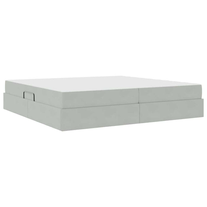 Pat cu saltea și spațiu de depozitare Gri deschis 200 x 200 cm - WALTI WALTI