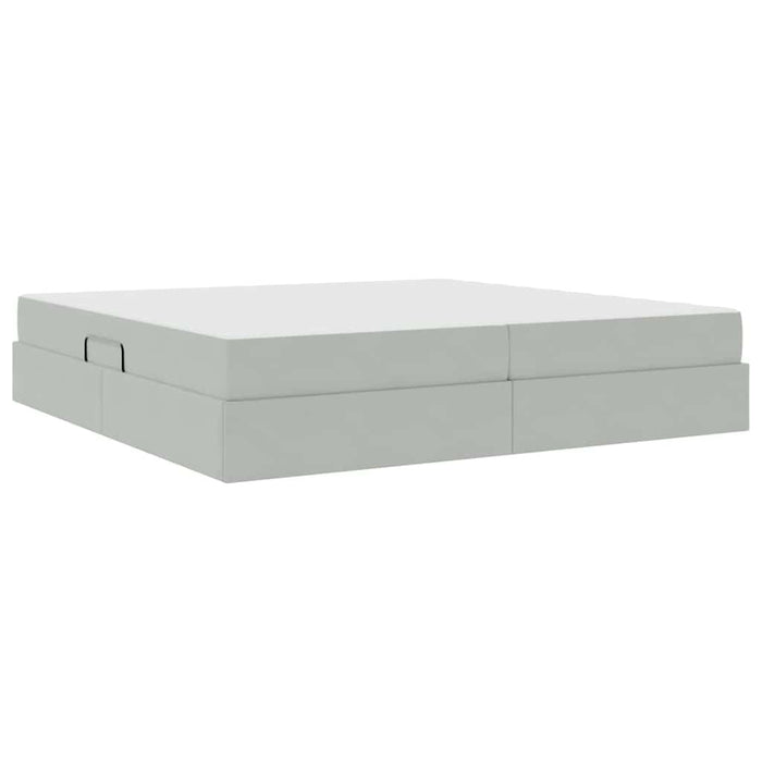 Pat cu saltea și spațiu de depozitare Gri deschis 200 x 200 cm - WALTI WALTI