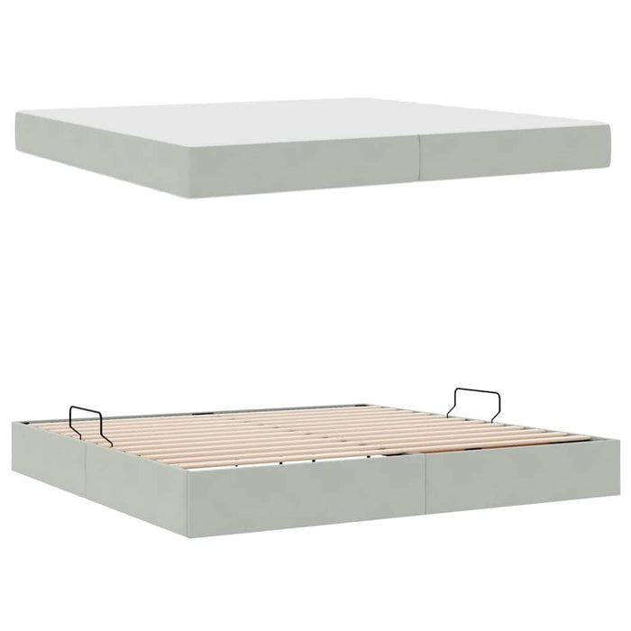 Pat cu saltea și spațiu de depozitare Gri deschis 200 x 200 cm - WALTI WALTI