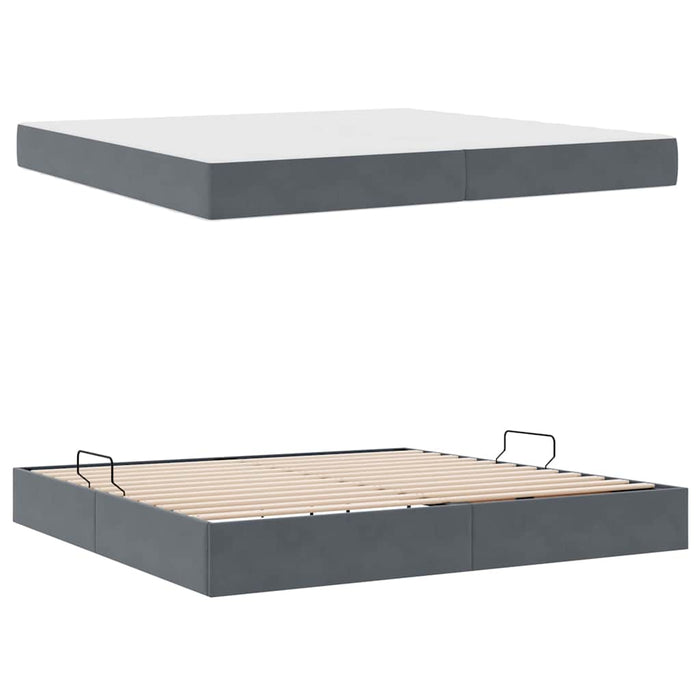 Pat cu saltea și spațiu de depozitare Gri închis 200 x 200 cm - WALTI WALTI