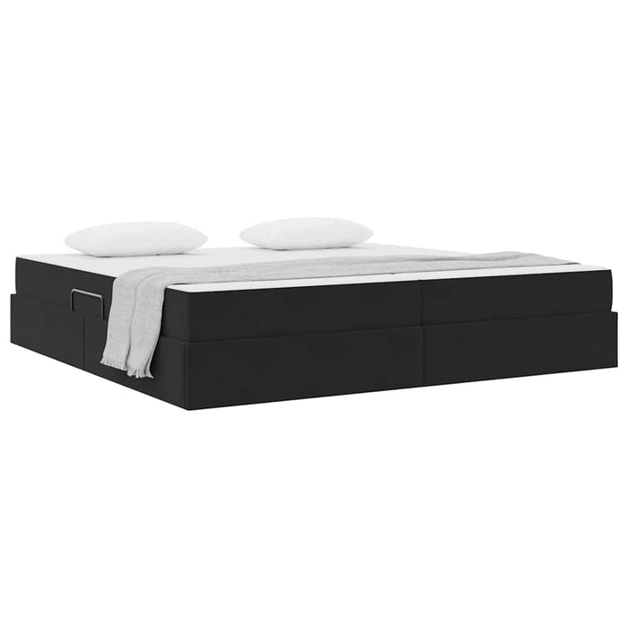 Pat cu saltea și spațiu de depozitare Negru 200 x 200 cm - WALTI WALTI