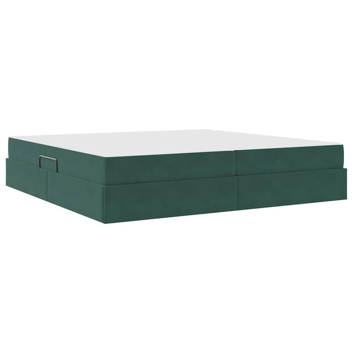 Pat cu saltea și spațiu de depozitare Verde închis 200 x 200 cm - WALTI WALTI
