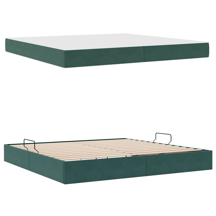Pat cu saltea și spațiu de depozitare Verde închis 200 x 200 cm - WALTI WALTI