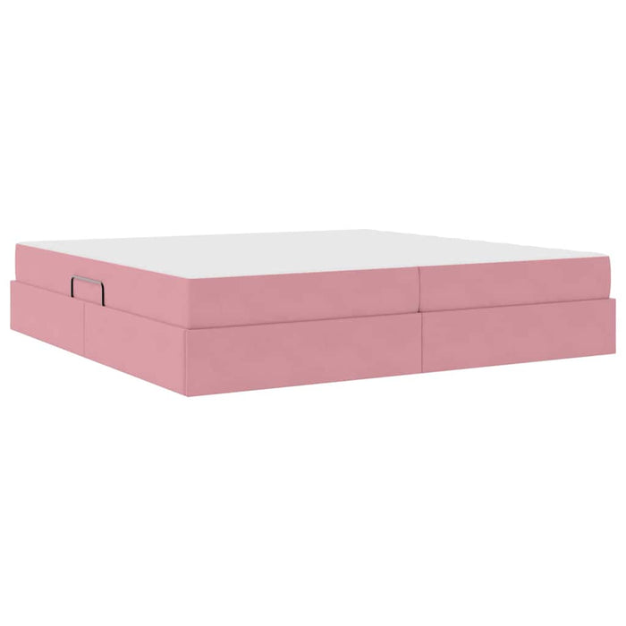 Pat cu saltea și spațiu de depozitare Roz 200 x 200 cm Catifea - WALTI WALTI