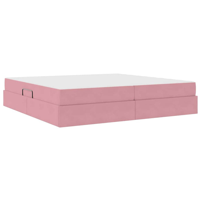 Pat cu saltea și spațiu de depozitare Roz 200 x 200 cm Catifea - WALTI WALTI