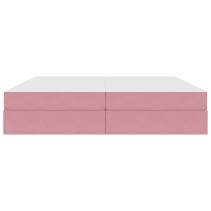 Pat cu saltea și spațiu de depozitare Roz 200 x 200 cm Catifea - WALTI WALTI